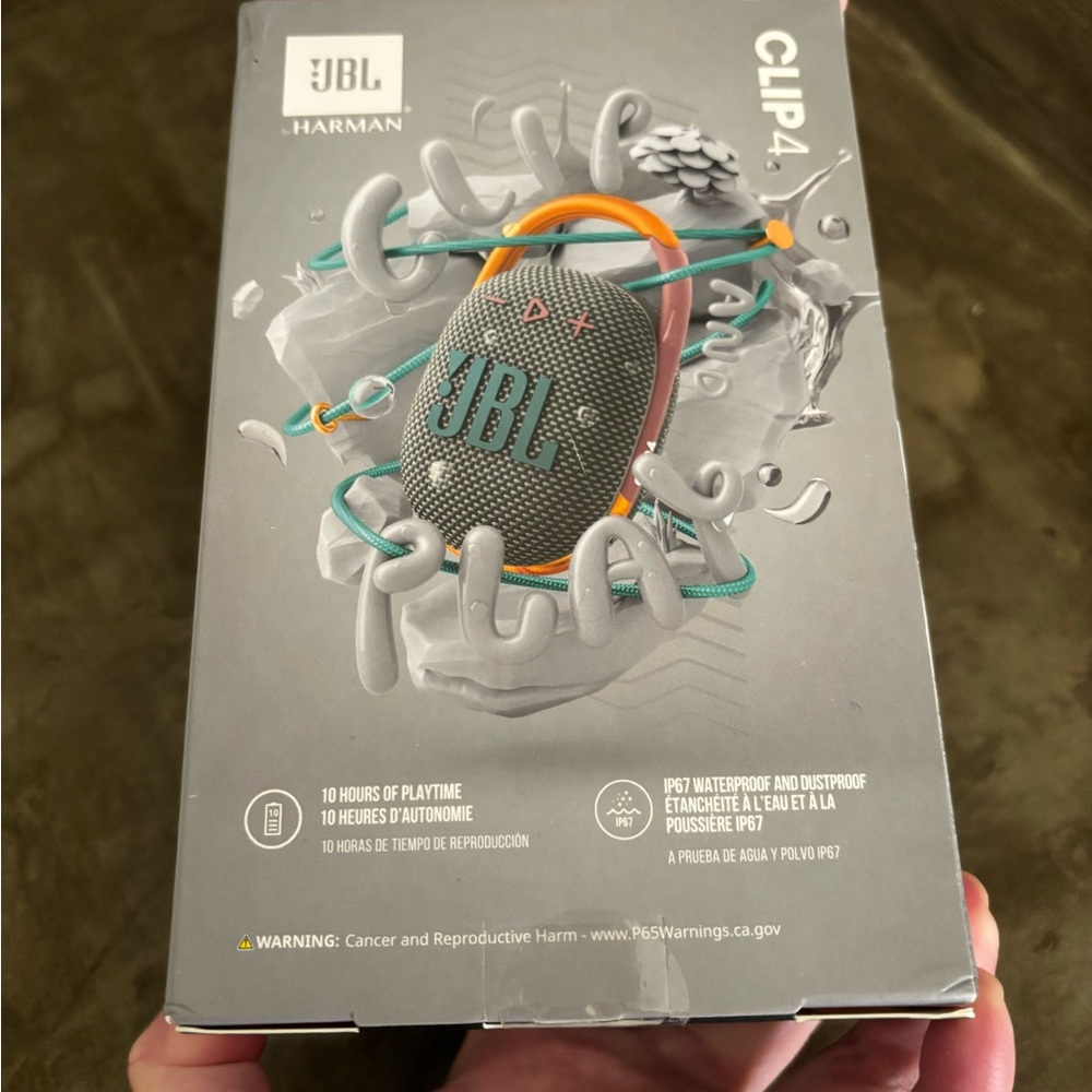 JBL Bluetooth Speaker - Gray with Gold Hook NIB